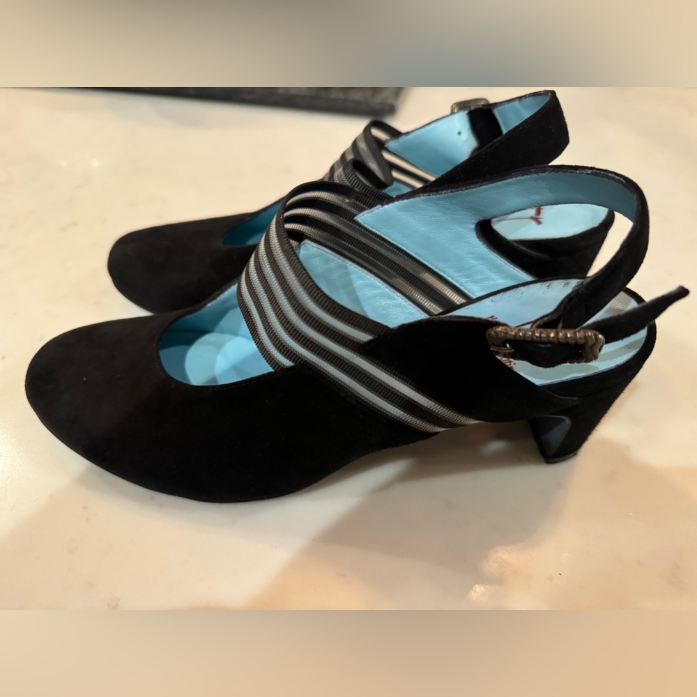 Thierry Rabotin black suede Mary Jane couture sling backs, women’s 39.5